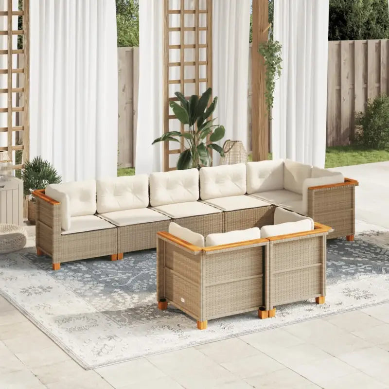 Poly rattan tuininset met natuurlijke olieafwerking en comfortabele zitervaring - Beige / Zonder tafel / Dichtgeweven