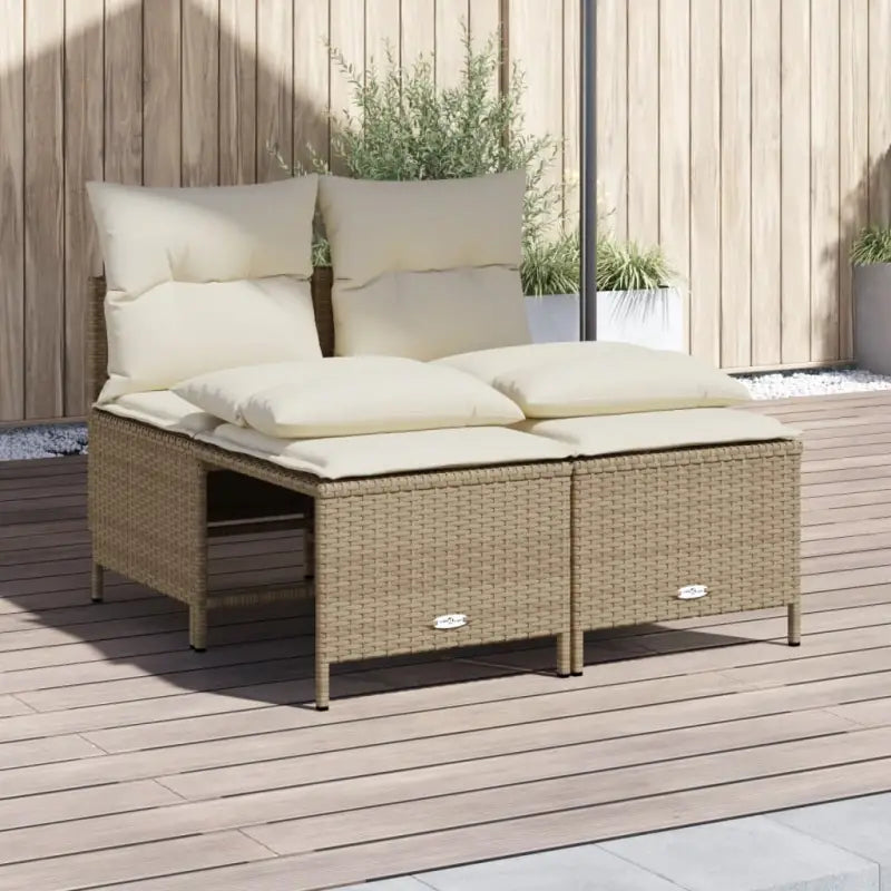 Poly rattan tuinset met comfortabele zitervaring en wasbare hoes - beige en crèmewit - Tuinsets