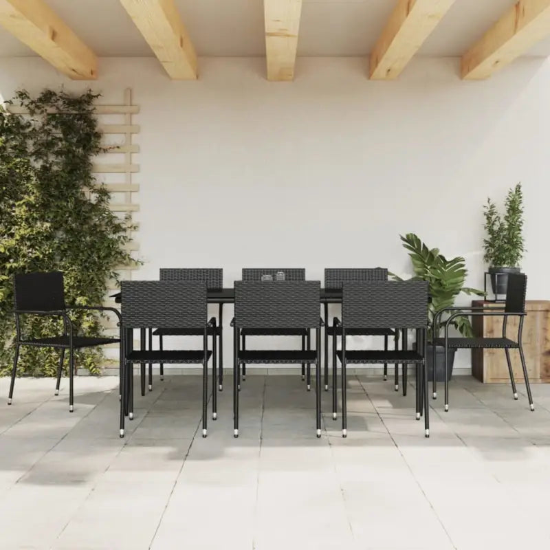 Poly rattan tuinset met gehard glas in zwart materiaal voor elegante tuindiners - Tuinsets