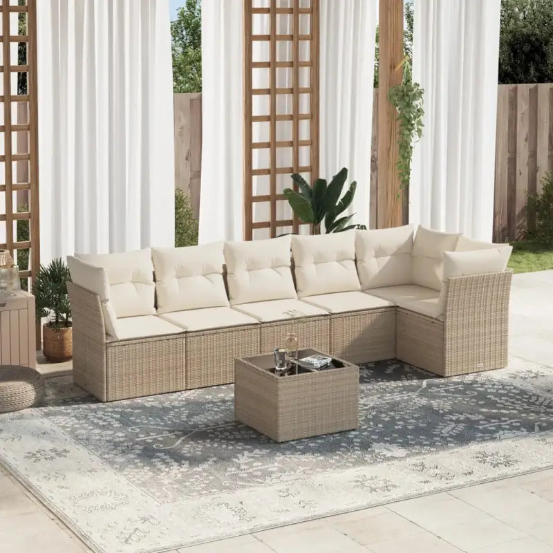 Poly Rattan Tuinset met Gepoedercoat Staal en Waterdichte Tas - beige en crèmekleurig / Met tafel - Tuinsets