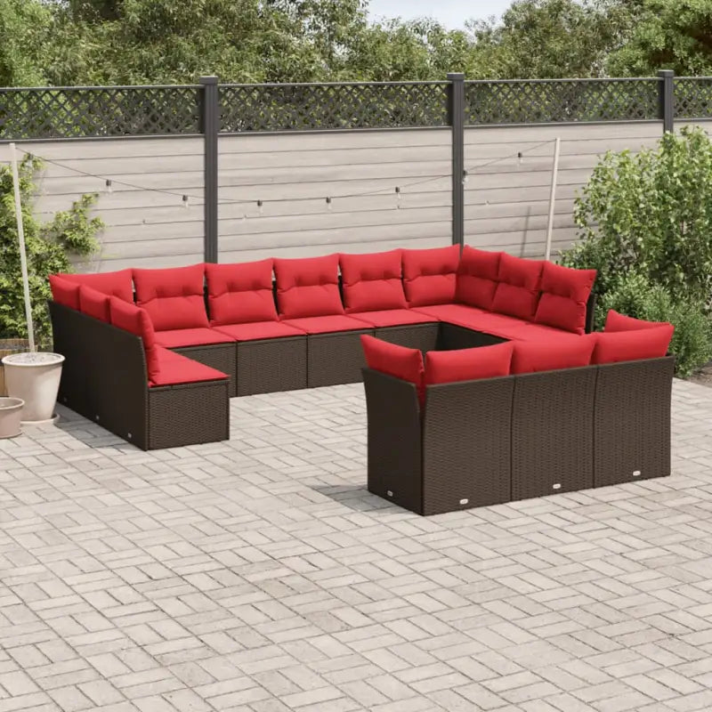 Poly Rattan Tuinset met Gepoedercoat Staal en Waterdichte Tas - Bruin en rood / Zonder tafel - Tuinsets