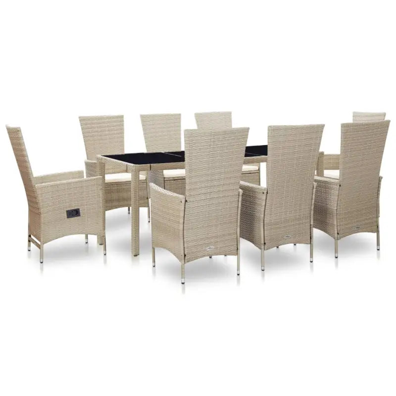 Poly rattan tuinset met gepoedercoate stalen frames en comfortabele stoelen - 190 cm tafellengte - Tuinsets