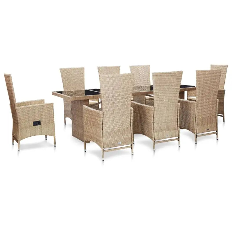 Poly rattan tuinset met gepoedercoate stalen frames en comfortabele stoelen - 240 cm tafellengte - Tuinsets
