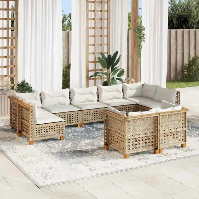 Poly Rattan Tuinset met Natuurlijke Olieafwerking en Comfortabele Zitervaring - Beige / Zonder tafel / gat weven
