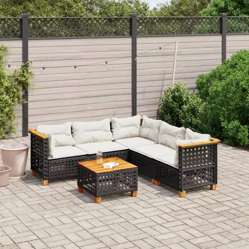 Poly Rattan Tuinset met Natuurlijke Olieafwerking en Comfortabele Zitervaring - Zwart / Met tafel / gat weven - Tuinsets