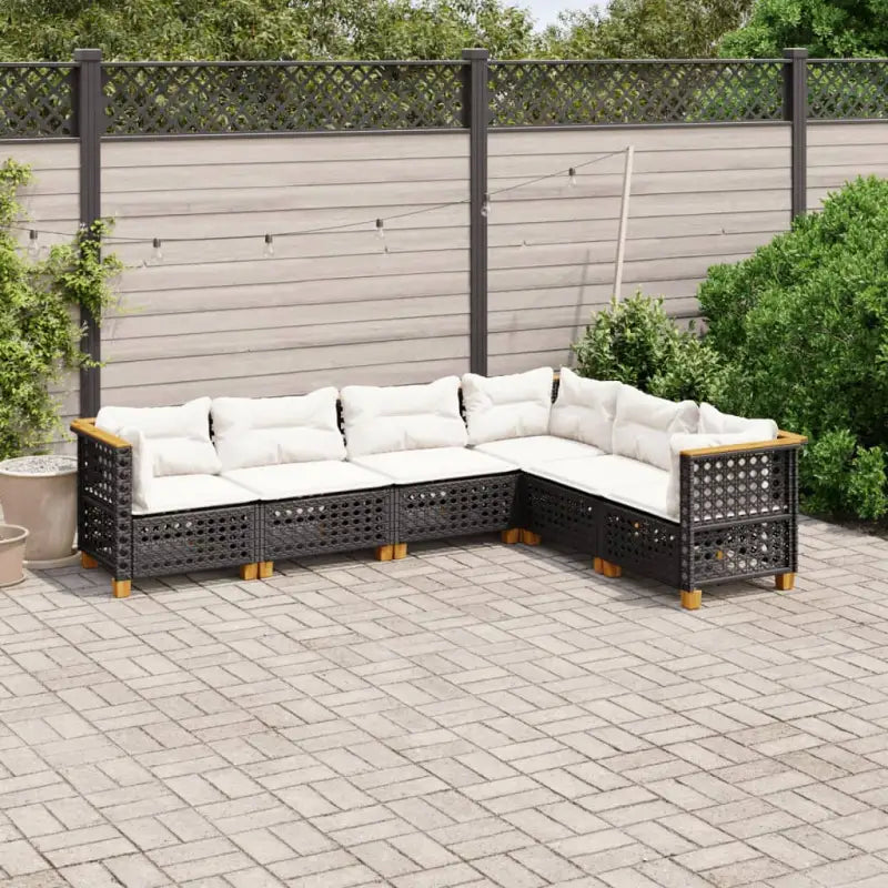Poly Rattan Tuinset met Natuurlijke Olieafwerking voor Comfortabele Zitervaring - Zwart / Zonder tafel / gat weven