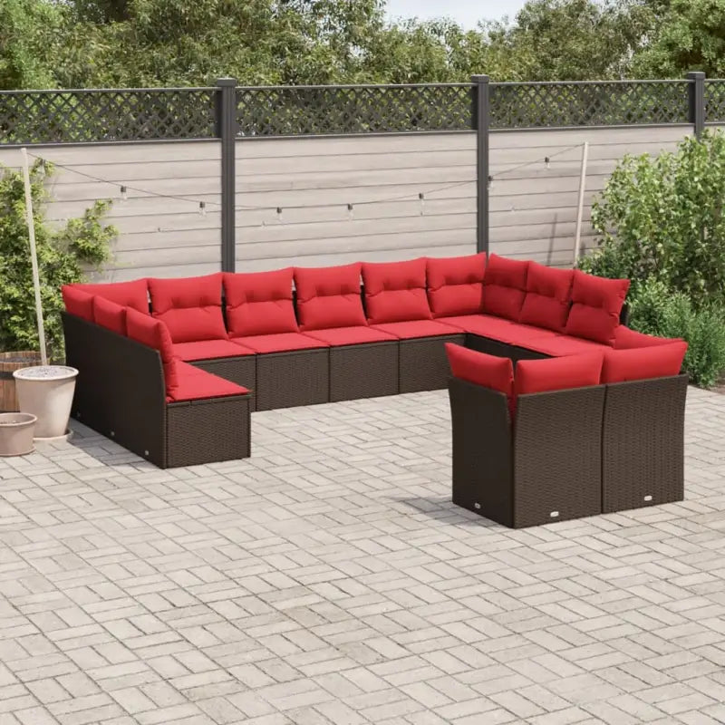 Poly Rattan Tuinset met waterdichte tas en gepoedercoat staal - Bruin en rood / Zonder tafel - Tuinsets