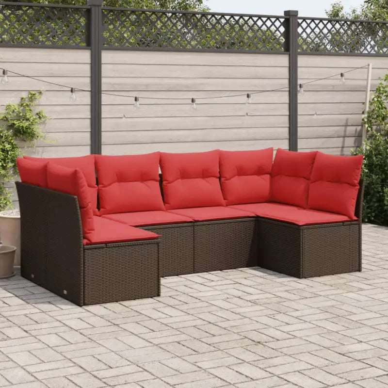 Poly Rattan Tuinset met waterdichte tas en gepoedercoat staal - Bruin en rood / Zonder tafel - Tuinsets