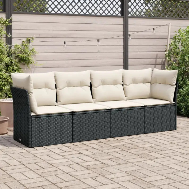 Poly Rattan Tuinset met Waterdichte Tas en Gepoedercoat Staal - Zwart en crème / Zonder tafel - Tuinsets