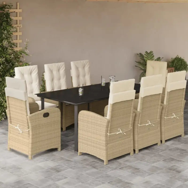 Poly rattan tuinset voor comfortabele zitervaring en gemakkelijk schoon maken - 200 cm tafellengte / Met voetensteun