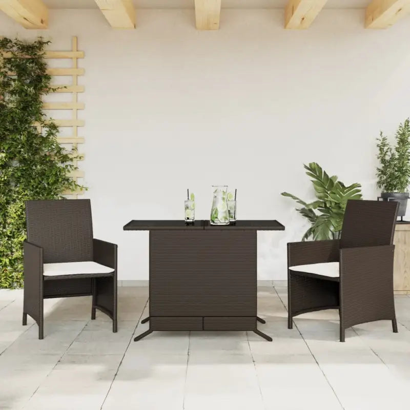 Poly Rattan Tuinset voor een comfortabele zitervaring met wasbare hoes - Bruin / Glas - Tuinsets