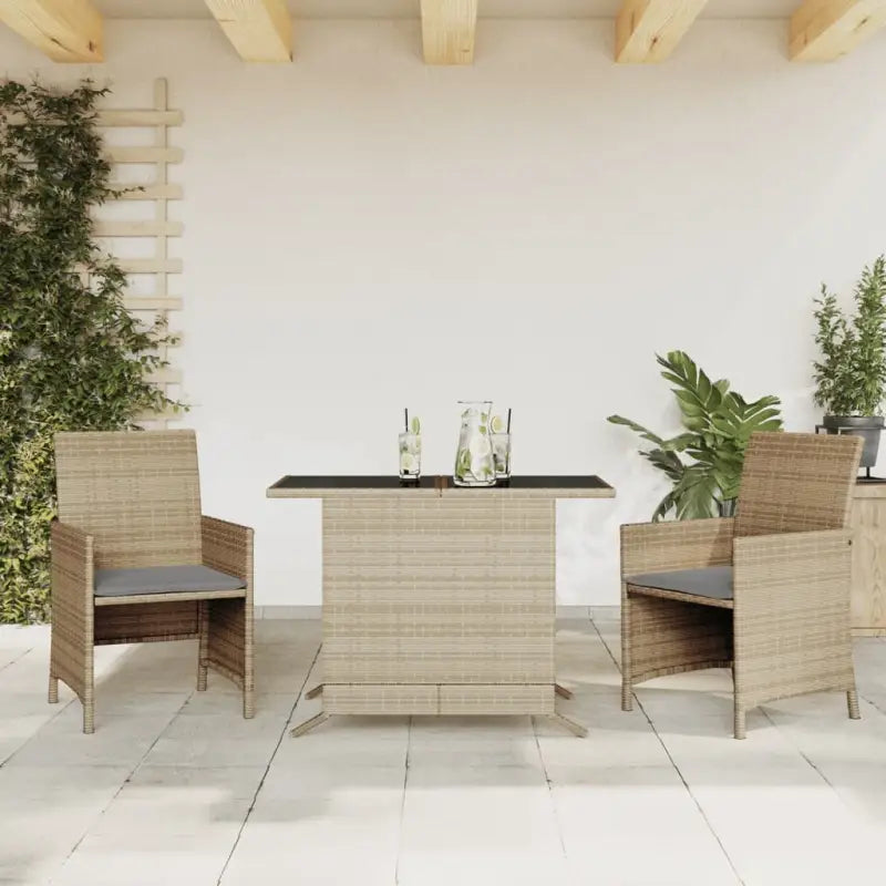 Poly Rattan Tuinset voor een comfortabele zitervaring met wasbare hoes - Gemengd beige / Glas - Tuinsets