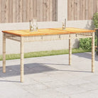 Poly Rattan tuintafel eenvoudig schoon voor gezellige tuin en terras momenten - Beige en bruin / 140 x 80 x 75 cm / 1