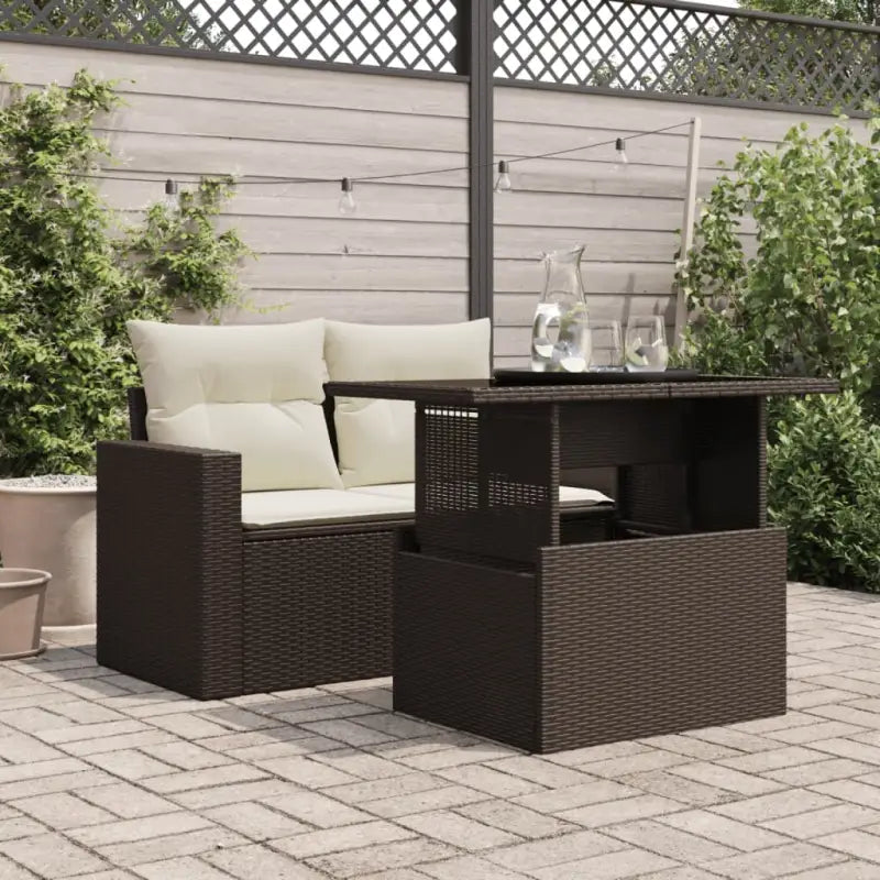 Poly rattan tuintafel met gehard glas gemakkelijk schoon voor in tuin of terras - Tuintafels