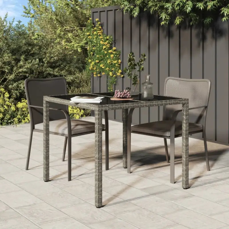 Poly rattan tuintafel met gehard glas voor een stijlvolle buitenruimte - Grijs / 90 x 90 x 75 cm / 1 - Tuintafels