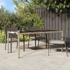 Poly rattan tuintafel met gehard glas voor stijl en stabiliteit - Beige / 1 - Tuintafels
