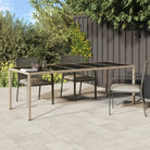 Poly rattan tuintafel met gehard glas voor stijlvolle buitenruimte - Beige / 1 - Tuintafels