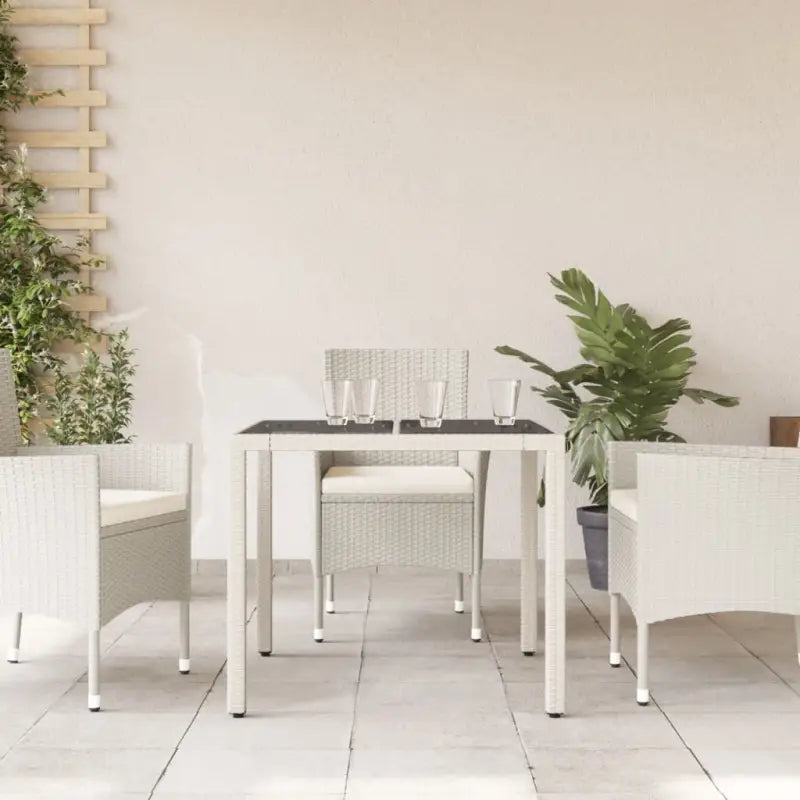 Poly rattan tuintafel met gemakkelijk schoon en gehard glas - Tuintafels