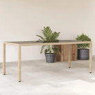 Poly Rattan Tuintafel met Geshard Glas en Gemakkelijk Schoon Makelijk - Beige / 1 - Tuintafels