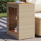 Poly rattan tuintafel met houten blad eenvoudig schoon en veelzijdig - Beige / 60 x 40 x 75 cm / 1 - Tuintafels