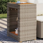 Poly rattan tuintafel met houten blad eenvoudig schoon en veelzijdig - Grijs / 60 x 40 x 75 cm / 1 - Tuintafels