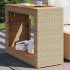 Poly rattan tuintafel met houten blad eenvoudig schoon en veelzijdig - Beige / 100 x 40 x 75 cm / 1 - Tuintafels