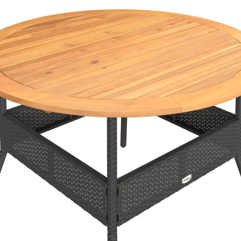 Poly rattan tuintafel met houten tafelblad voor gezellige tuin momenten - Tuintafels