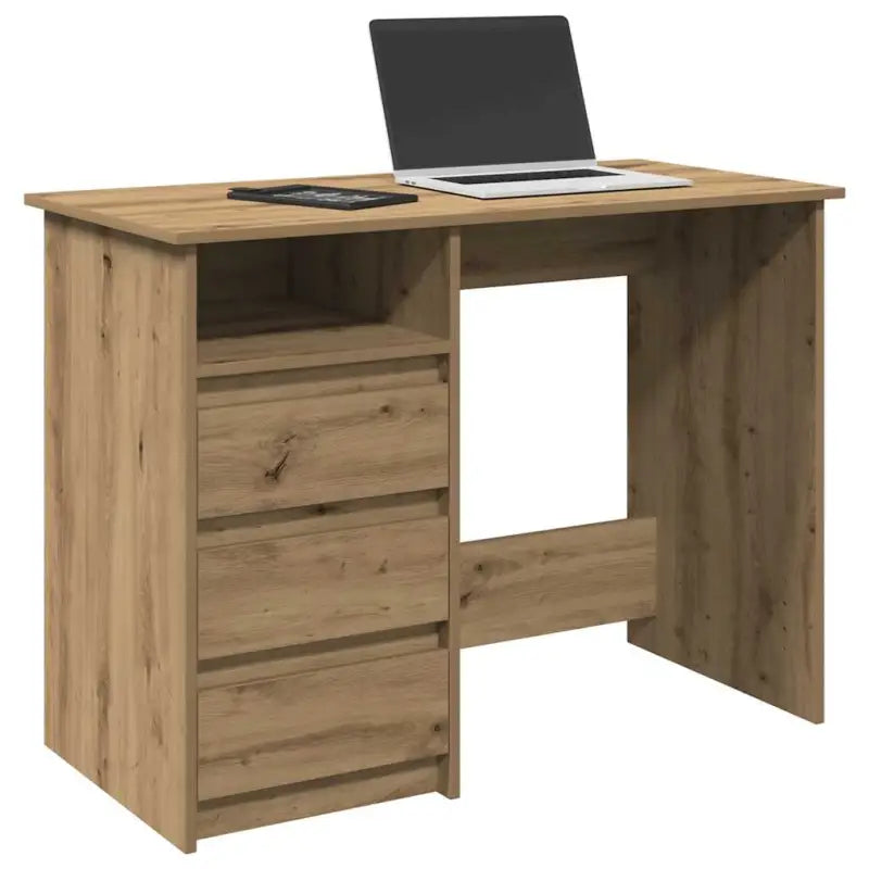 praktisch en decoratief bureau van bewerkt hout - artisanaal eikenkleurig - Bureaus