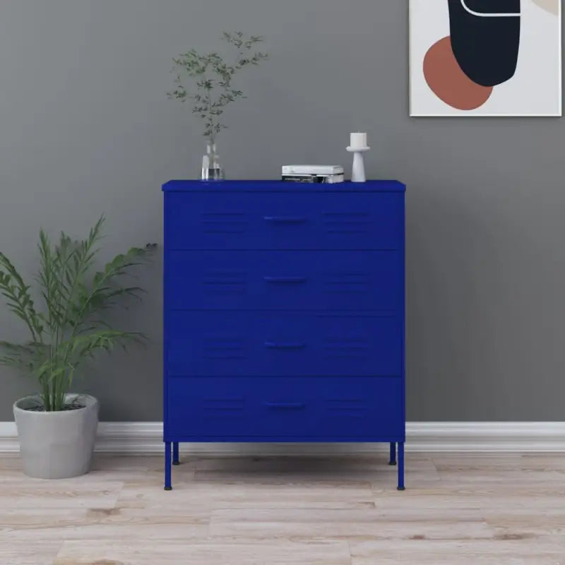 Praktische bijzetkast met stalen constructie en aanpasbare hoogte - Marineblauw / 1 - Commodes & ladekasten