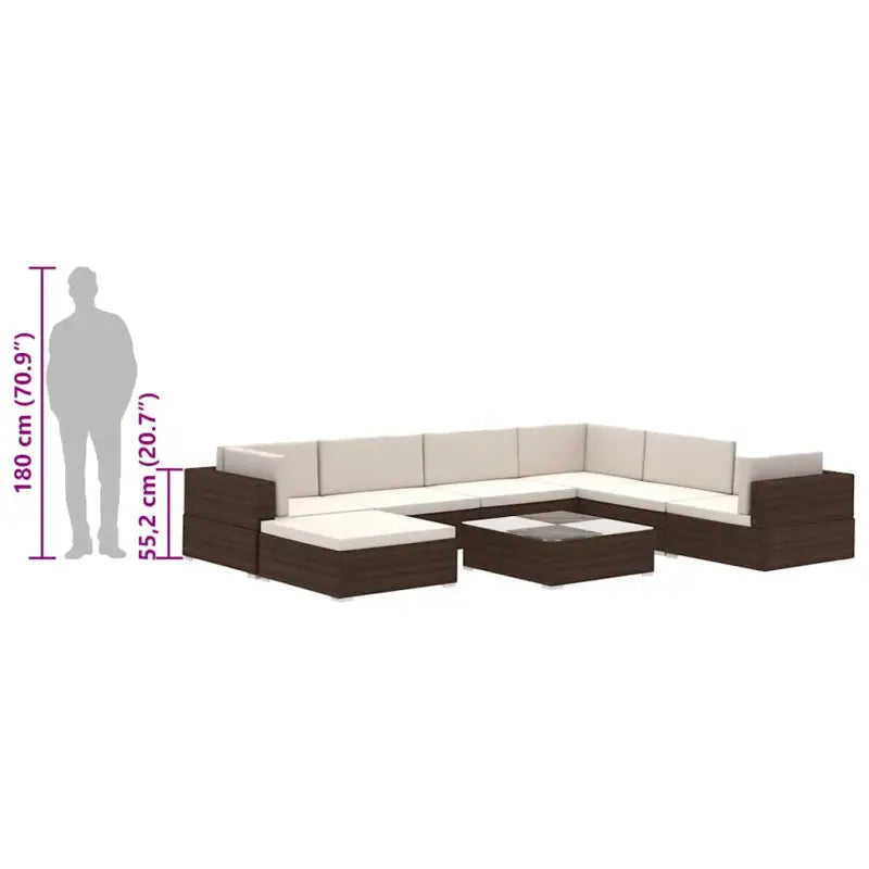 Rattan Loungeset voor in de Tuin of Patio - Bruin - Tuinsets