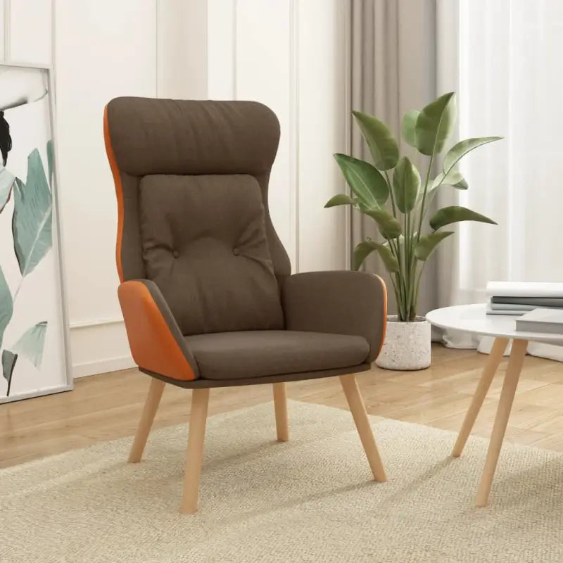 Relaxfauteuil met voetenbank van massief rubberwood en duurzaam materiaal - Bruin / 1 / Zonder voetensteun - Fauteuils