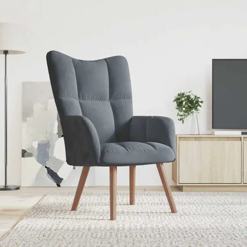 Relaxstoel met voetenbank met blokpatroon voor stijlvol comfort - Donkergrijs / 1 / Zonder voetensteun - Fauteuils &