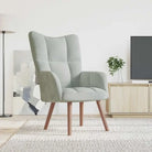 Relaxstoel met voetenbank met blokpatroon voor stijlvol comfort - Lichtgrijs / 1 / Zonder voetensteun - Fauteuils &