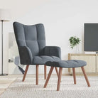 Relaxstoel met voetenbank met blokpatroon voor stijlvol comfort - Donkergrijs / 1 / Met voetensteun - Fauteuils &