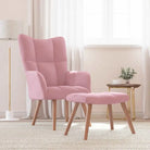 Relaxstoel met voetenbank met blokpatroon voor stijlvol comfort - Roze / 1 / Met voetensteun - Fauteuils &