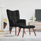 Relaxstoel met voetenbank met blokpatroon voor stijlvol comfort - Zwart / 1 / Met voetensteun - Fauteuils &
