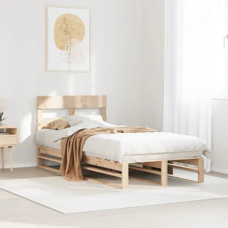Robuust massief grenenhout bedframe voor een moderne slaapkamer - Naturel / 100 x 200 cm - Bedden & bedframes