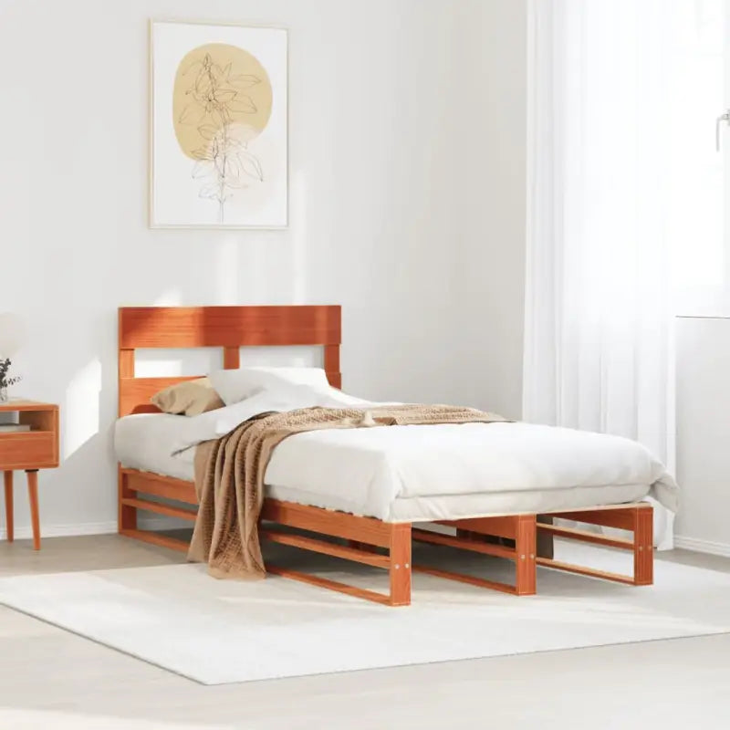 Robuust massief grenenhout bedframe voor een moderne slaapkamer - Wasbruin / 90 x 200 cm - Bedden & bedframes