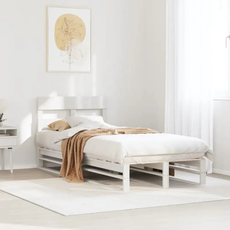 Robuust massief grenenhout bedframe voor een moderne slaapkamer - Wit / 90 x 190 cm - Bedden & bedframes