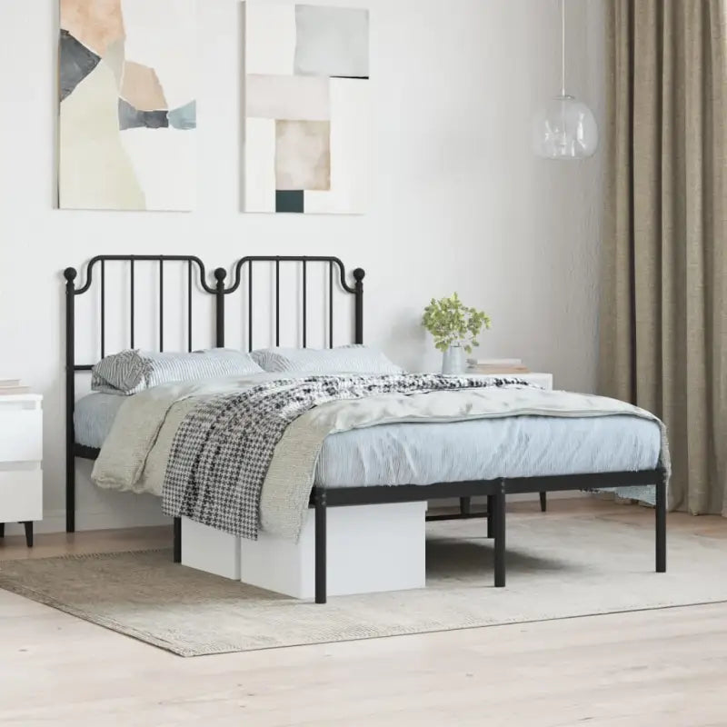 Robuust metalen bedframe met tijdloos design en extra opbergruimte - Zwart / 120 x 200 cm / met hoofdbord - Bedden &