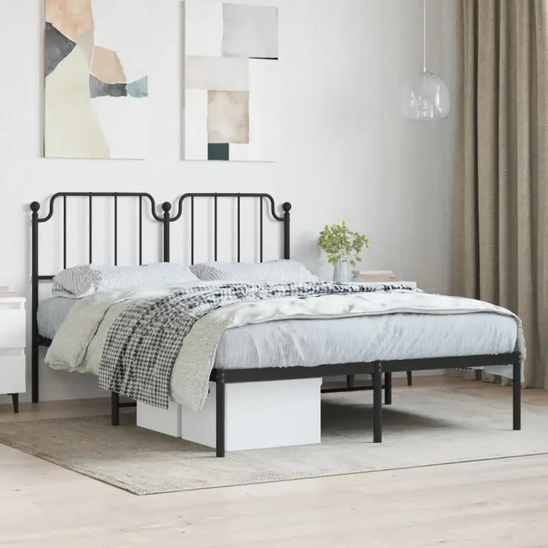 Robuust metalen bedframe met tijdloos design en extra opbergruimte - Zwart / 140 x 190 cm / met hoofdbord - Bedden &