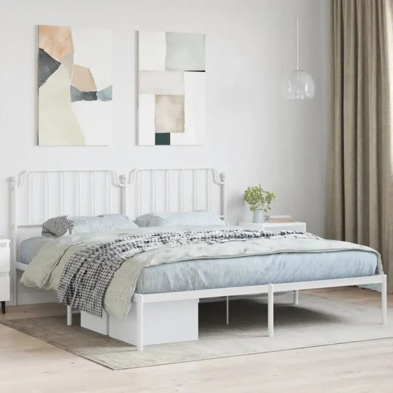 Robuust metalen bedframe met tijdloos design en extra opbergruimte - Wit / 180 x 200 cm / met hoofdbord - Bedden &