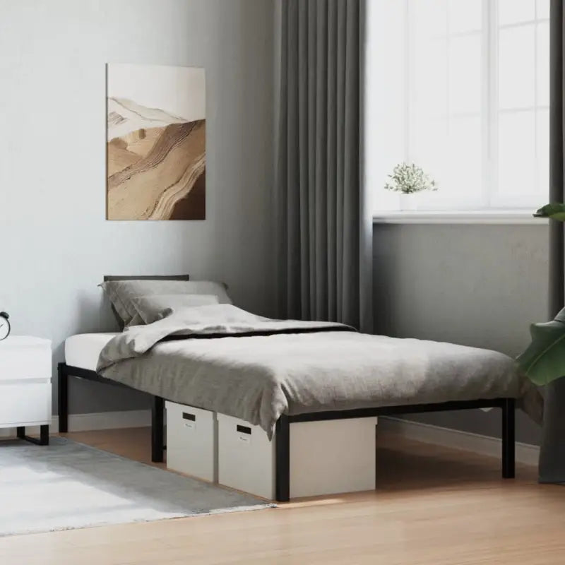 Robuust metalen bedframe met vierkante buizen en extra opbergruimte - Zwart / 100 x 200 cm - Bedden & bedframes