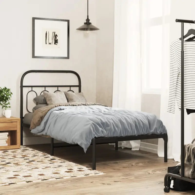 Robuust metalen latten bedframe met elegant design en extra opbergruimte - Zwart / 90 x 190 cm / met hoofdbord - Bedden