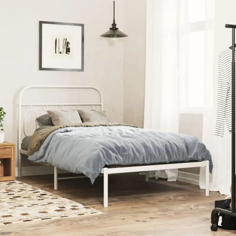 Robuust metalen latten bedframe met elegant design en extra opbergruimte - Wit / 100 x 190 cm / met hoofdbord - Bedden