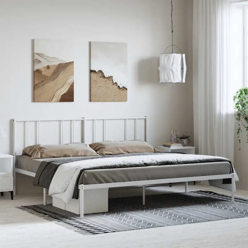 Robuust metalen latten bedframe met elegant ontwerp en extra opbergruimte - Wit / 193 x 203 cm / met hoofdbord - Bedden