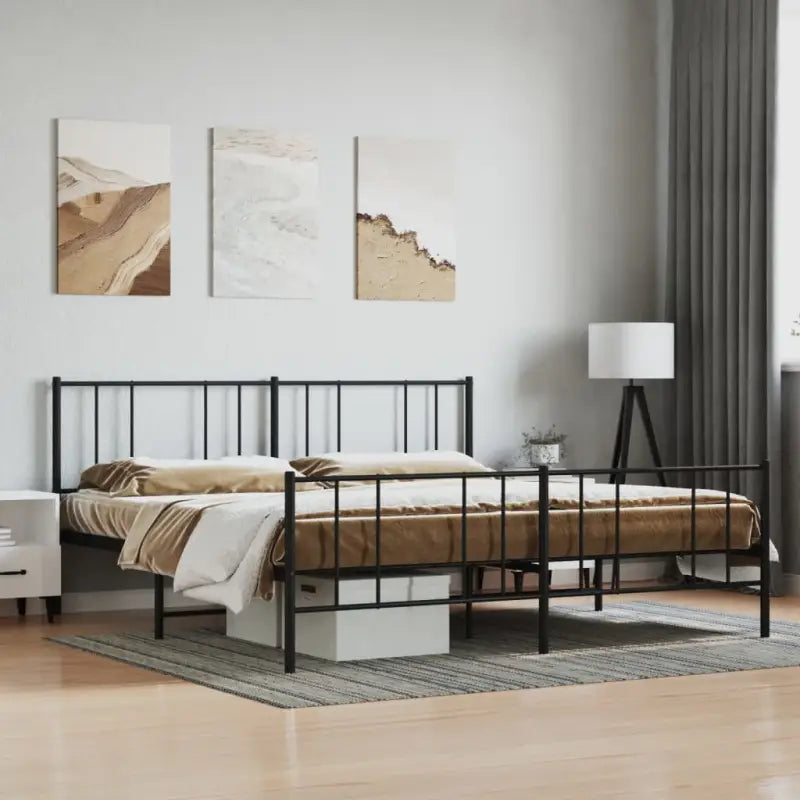 Robuust metalen latten bedframe met elegant ontwerp en extra opbergruimte - Zwart / 180 x 200 cm / met hoofdbord &