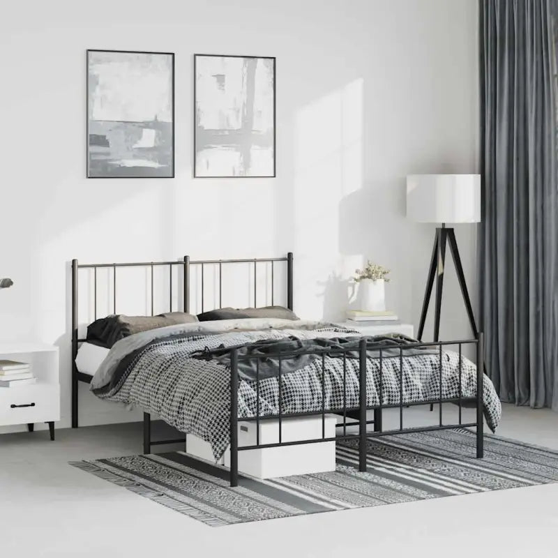 Robuust metalen latten bedframe met elegant ontwerp en extra opbergruimte - Zwart / 135 x 190 cm / met hoofdbord &