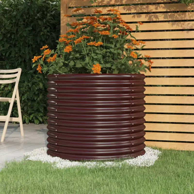 Robuuste Bloempot van Gepoedercoat Staal voor Tuin en Balkon - Bruin / 80 x 80 x 68 cm / 1 - Bloempotten & plantenbakken