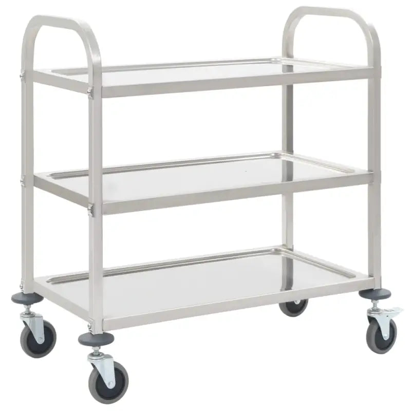 Roestvrijstalen keuken trolley voor serveren en transport op feestjes - 95 x 45 x 83.5 cm (3 lagen) - Keukentrolleys